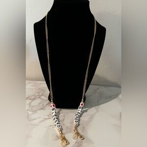 Gold Chain Necklace with Dice Pendant for glasses